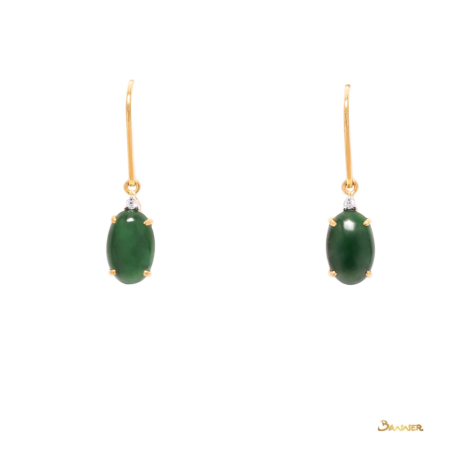 Imperial Jade and Diamond Dangle Earrings