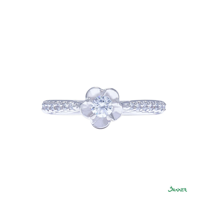 Diamond Floral Ring (0.15 ct. Middle Diamond)