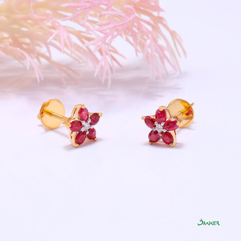 Ruby and Diamond Chel Earrings