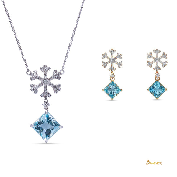 Blue Topaz and Diamond Snowflake Set
