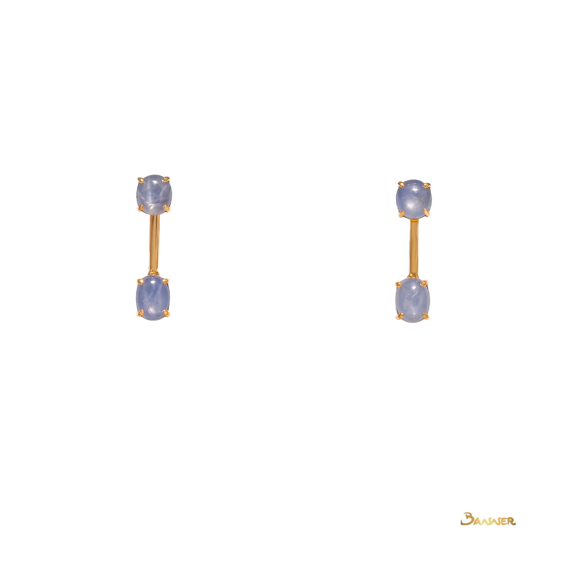 Star Sapphire 2-ways Dangling Earrings